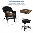 Black Resin Wicker Chair And End Table Set With Brown Cushion - 3pc Set