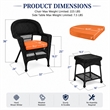 Black Resin Wicker Chair And End Table Set - With Orange Cushion