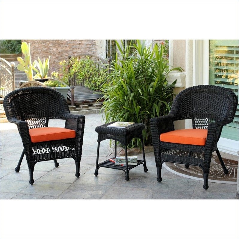 Wicker patio furniture discount with orange cushions