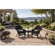 Black Resin Wicker Chair And End Table Set With Black Cushion- 3pc Set
