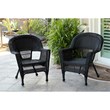 Jeco Black Resin Wicker Chair with Tan Cushion set of 4