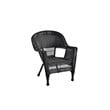 Jeco Black Resin Wicker Chair with Tan Cushion set of 4