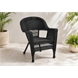 Black Resin Wicker Chair With Brick Red Cushion - Set of 4