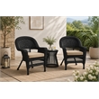 Black Resin Wicker Chair With Tan Cushion - Set of 2