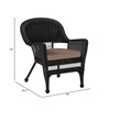 Jeco Wicker Chair in Black with Brown Cushion (Set of 2)