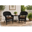 Black Resin Wicker Chair With Brown Cushion - Set of 2