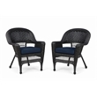Black Resin Wicker Chair With Midnight Blue Cushion - Set of 2
