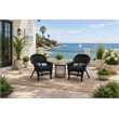 Black Resin Wicker Chair With Midnight Blue Cushion - Set of 2