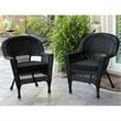 Jeco Wicker Chair in Black with Black Cushion (Set of 2)