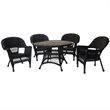 Jeco 5 Piece Wicker Patio Dining Set in Black