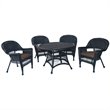 Jeco 5 Piece Wicker Patio Dining Set in Black and Brown