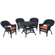Jeco 5 Piece Wicker Patio Dining Set in Black and Orange