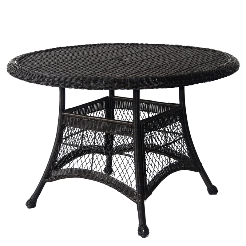Jeco 5 Piece Resin Wicker Outdoor Patio Dining Set in Black with Black Cushion