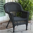 Jeco 5 Piece Resin Wicker Outdoor Patio Dining Set in Black with Black Cushion