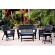 Jeco 5 Piece Resin Wicker Modern Patio Sofa Set in Black