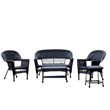 Jeco 5 Piece Resin Wicker Modern Patio Sofa Set in Black