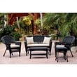 Jeco 5pc Wicker Conversation Set in Black with Tan Cushion