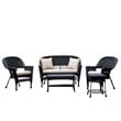 Jeco 5pc Wicker Conversation Set in Black with Tan Cushion