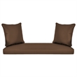 Jeco Wicker Patio Love Seat and Coffee Table Set in Black with Brown Cushion