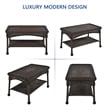 Jeco Wicker Patio Love Seat and Coffee Table Set in Black with Blue Cushion