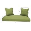 Jeco Wicker Patio Love Seat and Coffee Table Set in Black with Green Cushion
