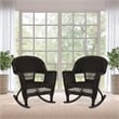 Jeco Resin Wicker Patio Rocker in Black (Set of 2)
