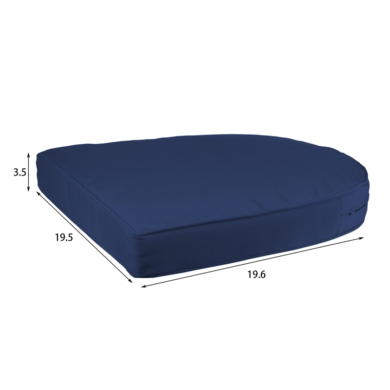 Jeco Wicker Rocker Chair in Black with Blue Cushion (Set of 2)