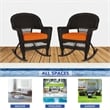 Jeco Wicker Rocker Chair in Black with Orange Cushion (Set of 2)