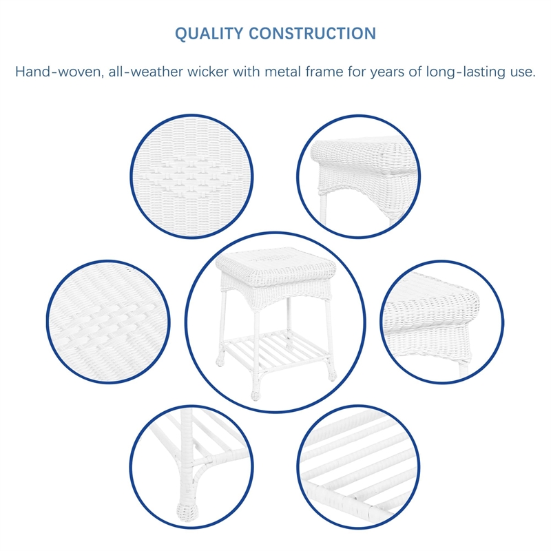 Jeco 3pc Wicker Rocker Chair Set in Black with Green Cushion