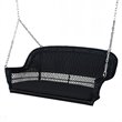 Jeco Wicker Porch Swing in Black with Black Cushion
