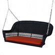 Jeco Resin Wicker Hanging Porch Swing with Cushion in Black and Red