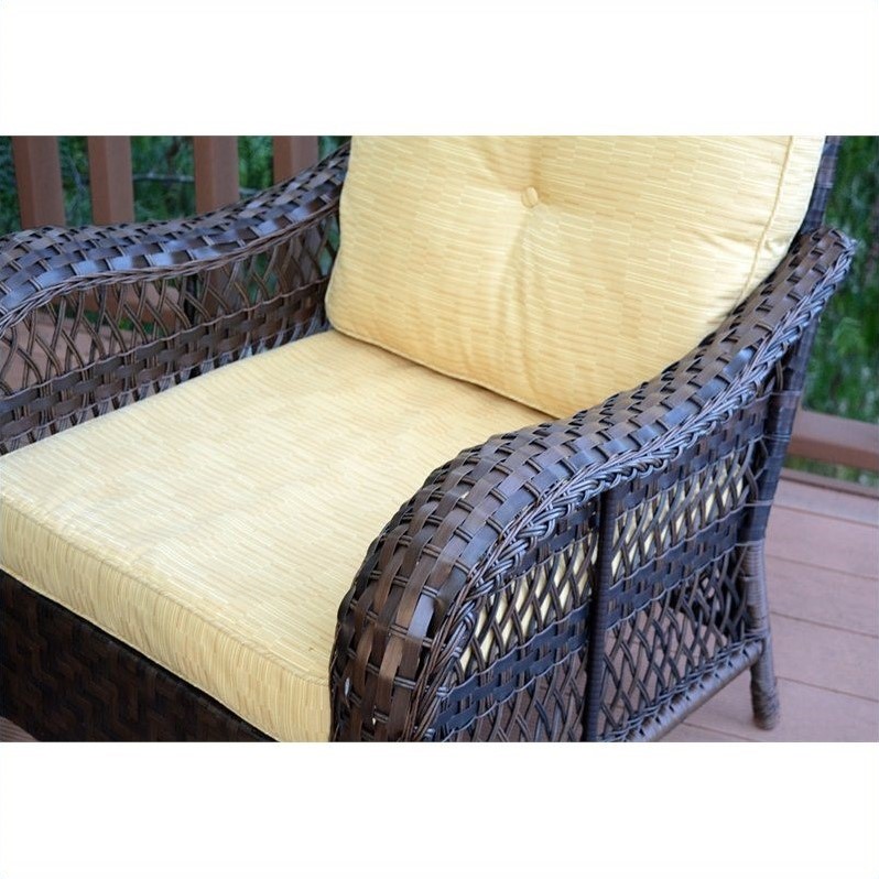 Jeco 4pc Cromwell Wicker Conversation Set in Espresso with Yellow Cushions Cymax Business