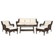 Jeco 6 Piece Resin Wicker Outdoor Patio Seating Set in Espresso/Tan Cushions