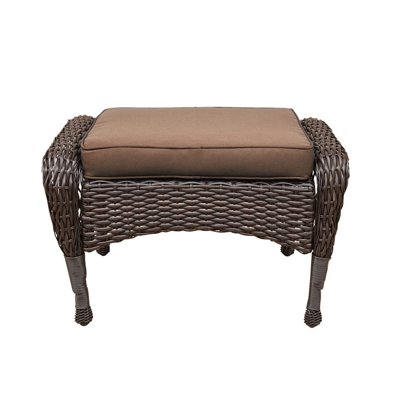 Jeco 6 Piece Resin Wicker Outdoor Patio Seating Set in Espresso/Brown Cushions