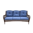 Jeco 6 Piece Resin Wicker Outdoor Patio Seating Set in Espresso/Blue Cushions