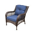 Jeco 6 Piece Resin Wicker Outdoor Patio Seating Set in Espresso/Blue Cushions
