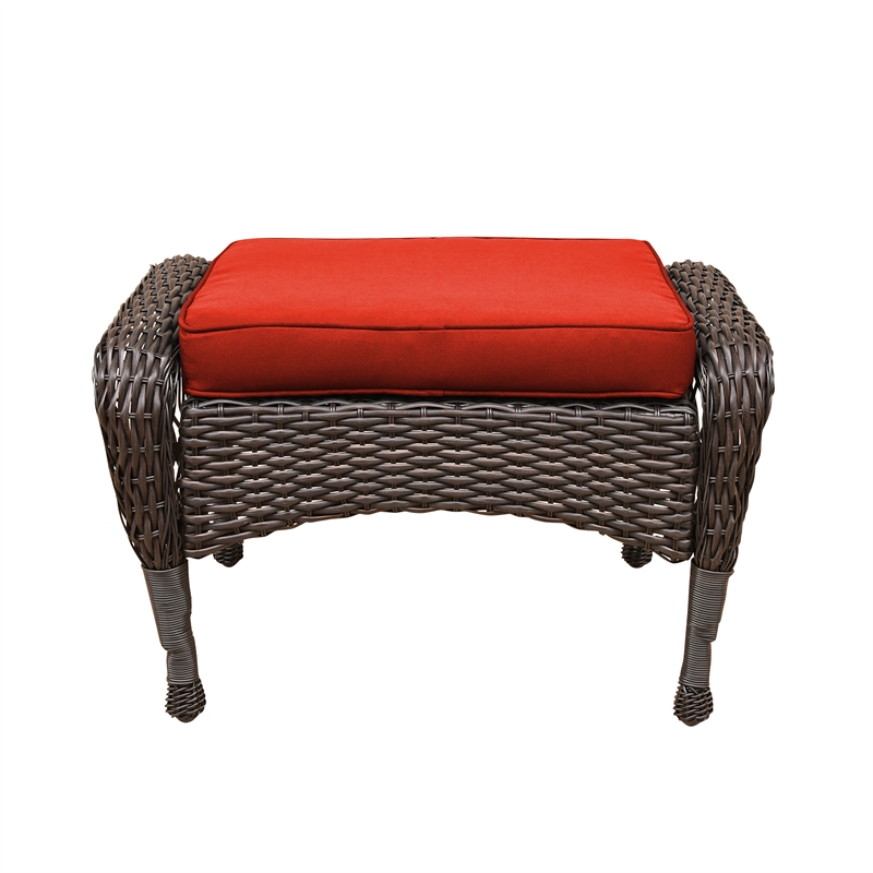 Jeco 6pc Wicker Seating Set in Espresso with Red Cushions