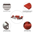 Jeco 6pc Wicker Seating Set in Espresso with Red Cushions