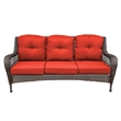 Jeco 6pc Wicker Seating Set in Espresso with Red Cushions