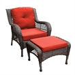 Jeco 6pc Wicker Seating Set in Espresso with Red Cushions