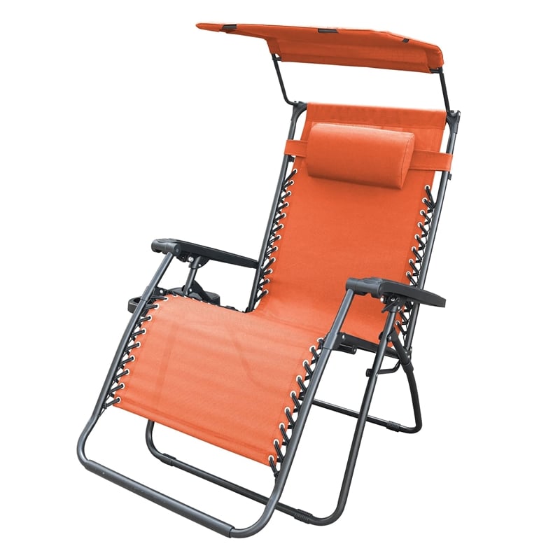 Jeco Oversized Zero Gravity Chair with Sunshade in Orange