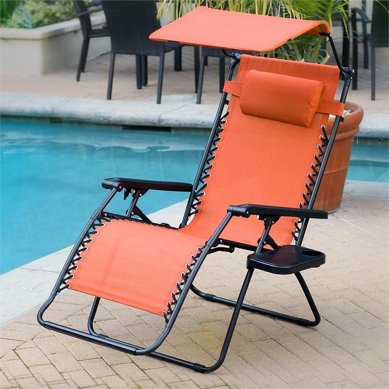 Jeco Oversized Zero Gravity Chair with Sunshade in Orange