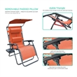 Jeco Oversized Zero Gravity Chair with Sunshade in Orange