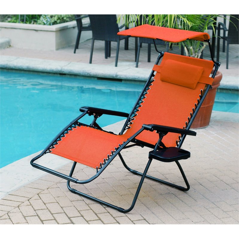 Jeco Oversized Zero Gravity Chair with Sunshade in Orange