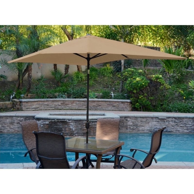Jeco 10' Aluminum Market Patio Umbrella with Crank in Brown