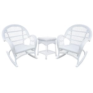 rocker wicker chair 3 piece set in white