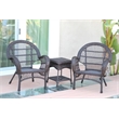 Jeco 3 Piece Resin Wicker Patio Conversation Set in Espresso
