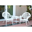 Jeco 3 Piece Wicker Conversation Set in White