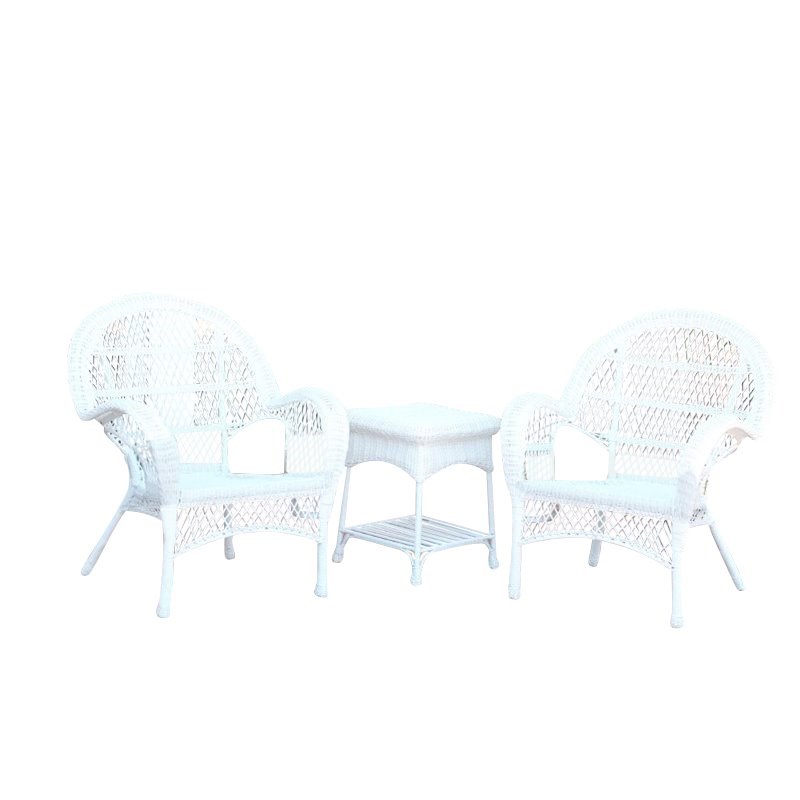 Jeco 3 Piece Wicker Conversation Set in White