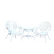 Jeco 3 Piece Wicker Conversation Set in White